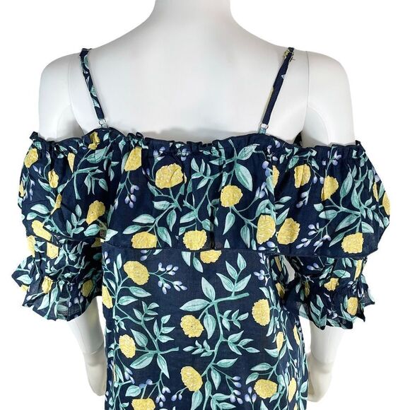 Love Riche Cold Shoulder Ruffle Floral Blouse Coquette Print - Picture 6 of 8